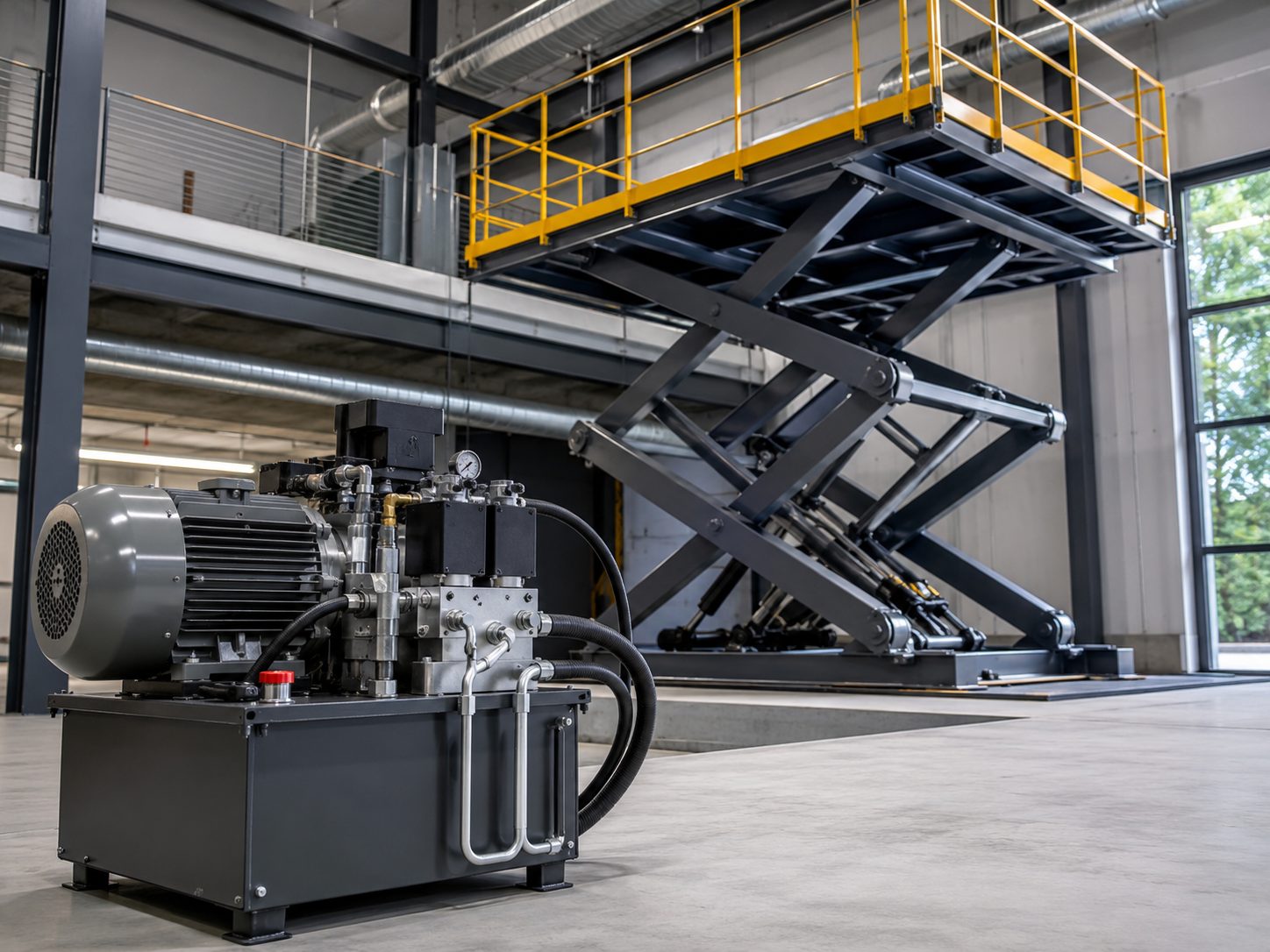 Hydraulikaggregat mit Scherenhebebühne